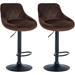 Non Lot de 2 tabourets de bar Lazio velours noir