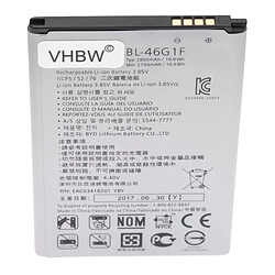 vhbw Li-Ion batterie 2200mAh (3.85V) pour téléphone portable mobil smartphone comme LG BL-46G1F