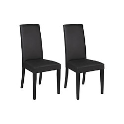 Vente-Unique Lot de 2 chaises TACOMA - Simili noir & pieds noirs