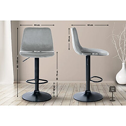 Avis Decoshop26 Set de 2 tabourets de bar repose-pieds en métal noir confortable en forme d'arc assise en velours gris 10_0004132