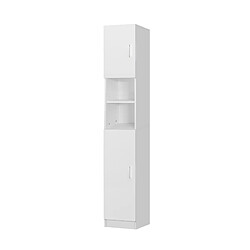 ML-Design Armoire Haute de Salle de Bain Blanc, 30x190x25 cm, Meuble avec 6 Compartiments et 2 Portes, Grande Espace de Rangement, Étagère en MDF, Armoire Étroite, Meuble Collonne pour Salle de Bain 