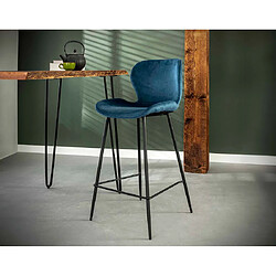 Lisa Design Basti - lot de quatre tabourets de bar - en velours bleu