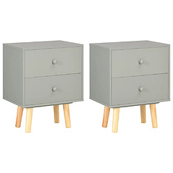 vidaXL Tables de chevet 2 pcs Gris 40 x 30 x 50 cm Pin massif