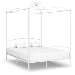 Maison Chic Lit adulte - Cadre de lit à baldaquin,Structure du lit Contemporain Blanc Métal 180 x 200 cm -MN51461