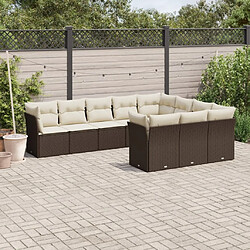 Maison Chic Salon de jardin 10 pcs avec coussins, Ensemble Tables et chaises d'extérieur marron résine tressée -GKD346388