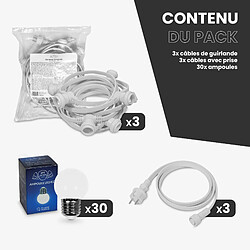 SkyLantern Kit Guirlande Guinguette 30m IP 65 Cable Blanc Blanche pas cher