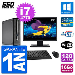 PC HP ProDesk 400 G1 SFF Ecran 19" i7-4770 RAM 16Go SSD 120Go Windows 10 Wifi · Occasion 