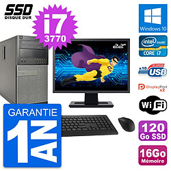 PC Tour Dell 9010 Ecran 22" Intel i7-3770 RAM 16Go SSD 120Go Windows 10 Wifi · Occasion 