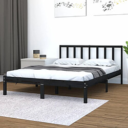 vidaXL Cadre de lit sans matelas noir bois de pin massif 150x200 cm