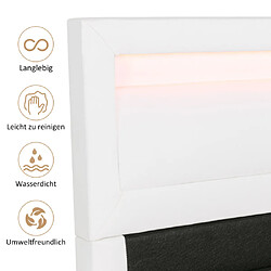 ComfortXL Lit Avec Rangement Et Tête De Lit Éclairée LED, 140*200cm, Blanc, Matelas Non Inclus