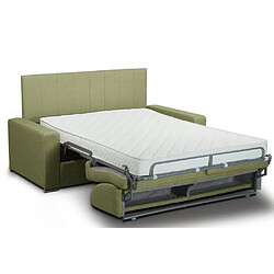 Inside 75 Canapé BELLE EPOQUE CanapExpress lattes matelas mémory 22cm tête de lit intégrée tweed vert