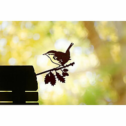 Metalbird Oiseau sur pique troglodyte mignon en acier corten.