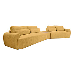 Bestmobilier Mahina - canapé d'angle droit - 5 places avec bout de canapé - convertible avec coffre - en tissu bouclette Mahina - canapé d'angle droit - 5 places avec bout de canapé - convertible avec coffre - en tissu bouclette - Jaune