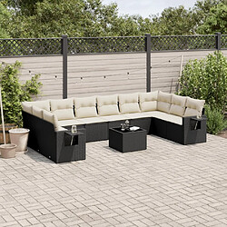 Maison Chic Salon de jardin 11 pcs avec coussins | Ensemble de Table et chaises | Mobilier d'Extérieur noir résine tressée -GKD13431