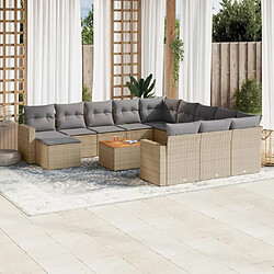 Maison Chic Salon de jardin avec coussins 13 pcs | Ensemble de Table et chaises | Mobilier d'Extérieur beige résine tressée -GKD26028