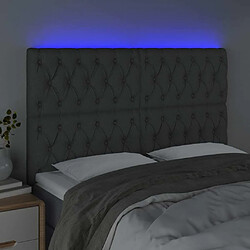 Avis Maison Chic Tête de lit scandinave à LED,meuble de chambre Gris foncé 160x7x118/128 cm Tissu -MN12420