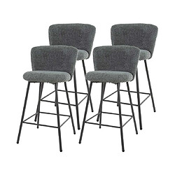 Avis Lisa Design Tenor - lot de quatre tabourets de bar - en tissu bouclette gris