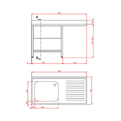 Plonge Inox - Emplacement Lave-Vaisselle - Combisteel