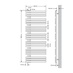 Acheter LuxeBath Radiateur salle de bain sèche-serviette anthracite raccordement au mur 60x160 cm