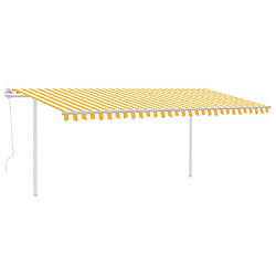 Maison Chic Auvent automatique | Store banne extérieur | Marquise capteur de vent et LED 5x3,5m Jaune et blanc -MN21231