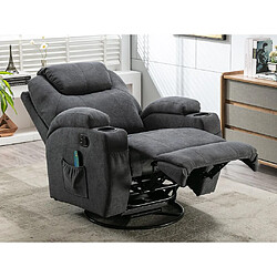 Avis Vente-Unique Fauteuil massant SILVANO en tissu - Gris