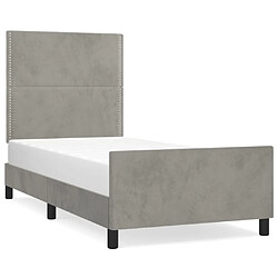 Maison Chic Cadre/structure de lit avec tête de lit pour adulte - Lit Moderne Chambre Gris clair 80x200 cm Velours -MN34195