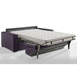 Inside 75 Canapé convertible EXPRESS PREMIUM 120 cm sommier lattes RENATONISI matelas BULTEX cuir vachette violet