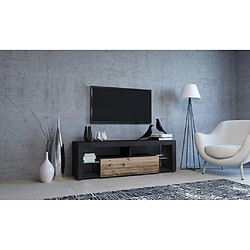 VIVALDI Meuble TV - EVEREST 2 - 140 cm - anthracite/old wood - avec LED - style design