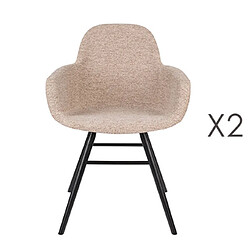 Mes Lot de 2 chaises repas coque beige et pieds noirs - KUIP