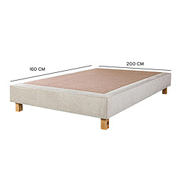 Visiodirect Sommier à lattes avec pieds JOLY, tapissier en bois massif coloris beige - largeur 160 x longueur 200 cm