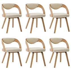 Maison Chic Lot de 6 Chaises à manger,Chaise pour cuisine crème bois courbé et similicuir -MN98874