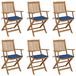 vidaXL Chaises pliables de jardin lot de 6 avec coussins Bois d'acacia 