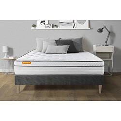 Septnuits Ensemble Memo Luxe 160 x 200 cm Matelas + sommier kit gris 160x200 Memo Luxe Ressorts ensachés + mémoire de forme MAXI épaisseur