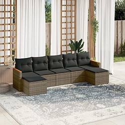 vidaXL Salon de jardin avec coussins 7 pcs gris résine tressée 