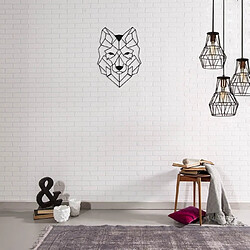 HOMEMANIA Décoration Murale Loup - Art Mural - pour Séjour, Chambre - Noir en Acier, 41 x 0,15 x 57 cm pas cher