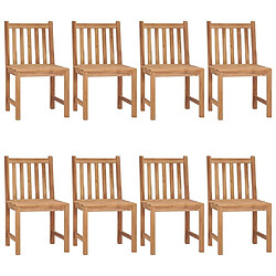 Maison Chic Lot de 8 Chaises de jardin,Fauteuil d'extérieur avec coussins Bois de teck massif -MN38366