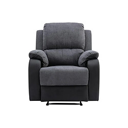 Avis Vente-Unique Fauteuil relax en microfibre et simili gris et noir BRODY