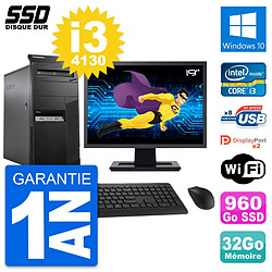 PC Tour Lenovo M83 Ecran 19" Intel i3-4130 RAM 32Go SSD 960Go Windows 10 Wifi · Occasion 