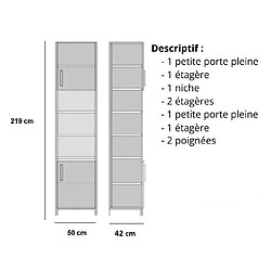 Inside 75 Armoire de rangement 2 portes, niche centrale coloris blanc mat largeur 50 cm