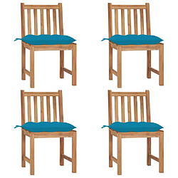 Maison Chic Lot de 4 Chaises de jardin,Fauteuil d'extérieur avec coussins Bois de teck massif -MN60098