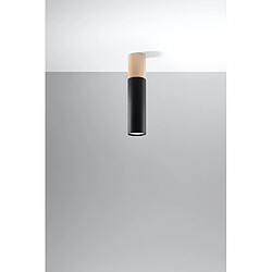 Sollux Plafonniers encastrables Flush Light Noir, Bois naturel GU10