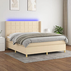 vidaXL Sommier à lattes de lit matelas et LED Crème 160x200 cm Tissu