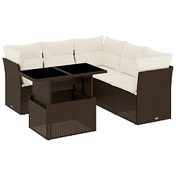 vidaXL Salon de jardin avec coussins 6 pcs marron résine tressée