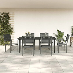 vidaXL Ensemble à manger de jardin 7 pcs noir textilène et acier