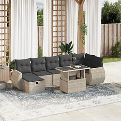 vidaXL Salon de jardin 8 pcs avec coussins gris clair résine tressée 