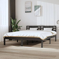 vidaXL Cadre de lit sans matelas gris 150x200 cm bois massif