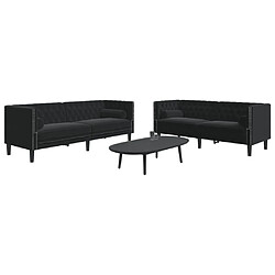 vidaXL Ensemble de canapé Chesterfield et traversins 2pcs noir velours