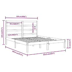 vidaXL Cadre de lit bois massif 120x190 cm petit double pas cher