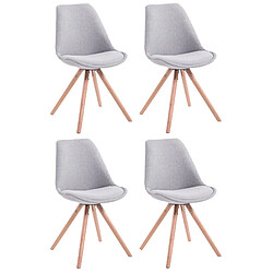 Decoshop26 4 chaises de salle à manger style scandinave en tissu gris clair pieds rond en bois clair CDS10349