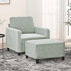 vidaXL Fauteuil avec repose-pied Gris clair 60 cm Velours 